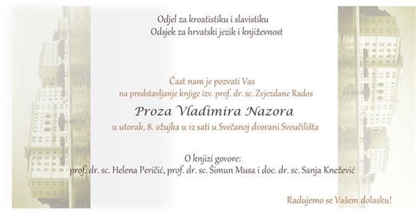 Predstavljanje knjige "Proza Vladimira Nazora"